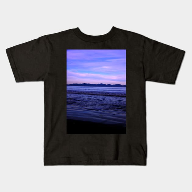 Purple Seaside Evening Kids T-Shirt by mjohmy